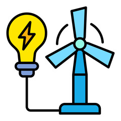 Wind Power Filled Line Icon