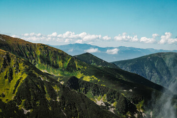 Nature scenery, high Tatras and valleys of Poland, clouds over mountains
