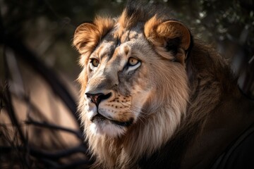 Obraz na płótnie Canvas The Kruger King Lion. Generative AI