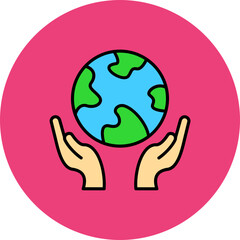 Earth Multicolor Circle Filled Line Icon