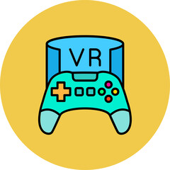 Vr Game Multicolor Circle Filled Line Icon