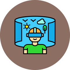 Virtual Tour Multicolor Circle Filled Line Icon