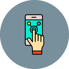 Touch Screen Multicolor Circle Filled Line Icon