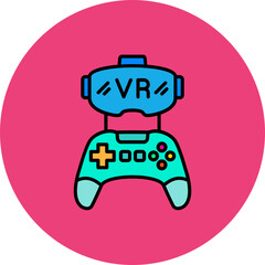 Gamepad Multicolor Circle Filled Line Icon