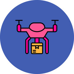 Drone Delivery Multicolor Circle Filled Line Icon