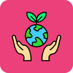 Globalization Multicolor Round Corner Filled Line Icon