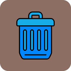 Waste Bin Multicolor Round Corner Filled Line Icon