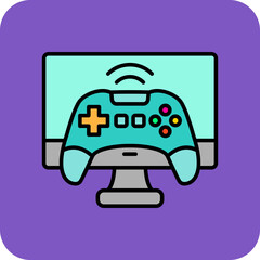 Video Game Multicolor Round Corner Filled Line Icon