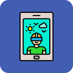 Tablet Multicolor Round Corner Filled Line Icon