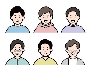 Fototapeta premium 男性のアイコンセット 上半身 カラー