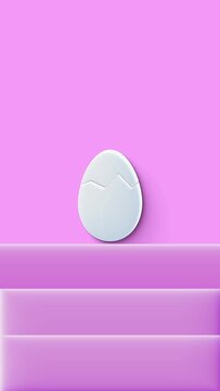 Happy Easter animation vertical video. Easter egg is rotating loop. Pink background color. 