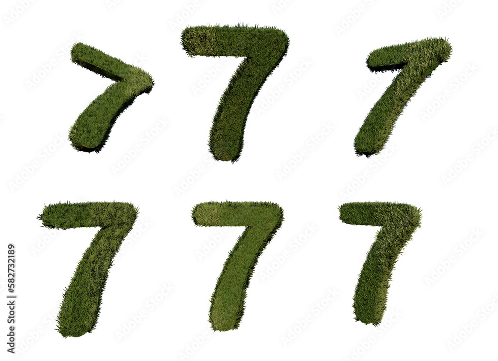 Fototapete 3d rendering number 6 from grass in different positions