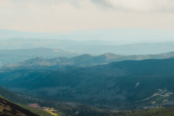 Naklejka premium Nature scenery, high Tatras and valleys of Poland, clouds over mountains