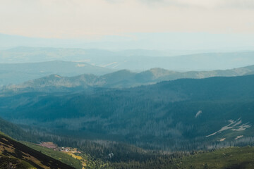 Nature scenery, high Tatras and valleys of Poland, clouds over mountains