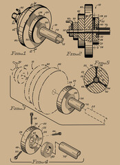 dumbbell blue print logo, Club vintage emblems vector illustration.