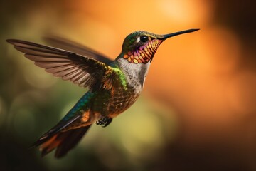 Fototapeta na wymiar hummingbird, vibrant colors, during daytime. generative AI