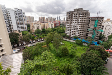 A skyline of modern apartment buildings in the neighbourhood of Thakur Village in Kandivali.