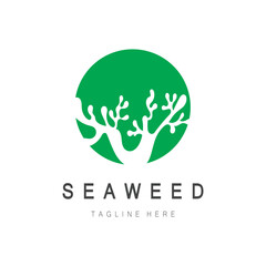 Fototapeta premium Seaweed vector logo icon illustration design.includes seafood,natural products,florist,ecology,wellness,spa.