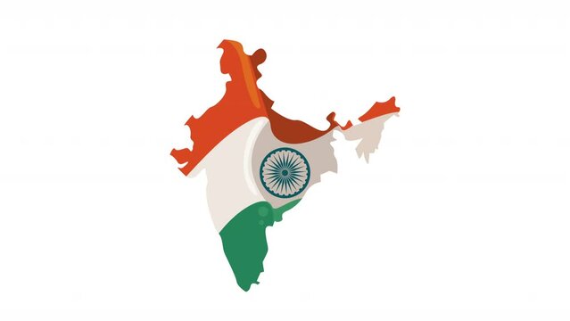 india flag in map animation