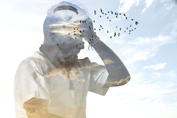 Man with free thoughts. Mental health concept.