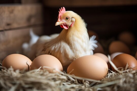 Chicken With Eggs - Hen Hatching Eggs