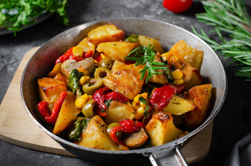 Potato Vegetable Stew, Cooked Vegetables, Healthy Vegetarian Meal