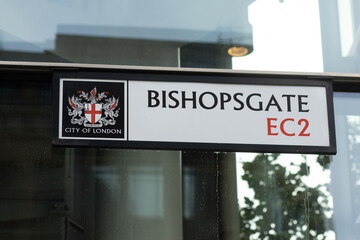 London, UK, September 2022: Bishopsgate sign