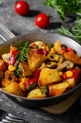 Potato Vegetable Stew, Cooked Vegetables, Healthy Vegetarian Meal