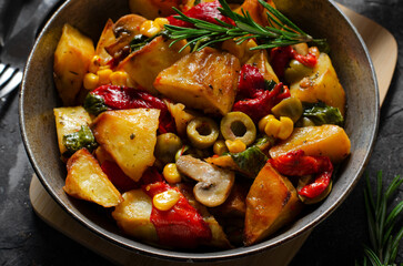 Potato Vegetable Stew, Cooked Vegetables, Healthy Vegetarian Meal