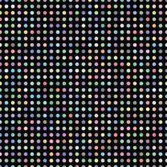 Dotted seamless pattern. Colorful circles with different opacity  repeat on black background. Vector illustration. 