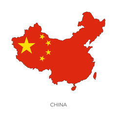 Naklejka premium China map and flag. Detailed silhouette vector illustration