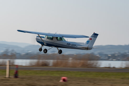 Cessna 152 airplane in Wangen-Lachen in Switzerland 27.3.2022