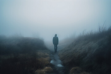 Obraz premium Lost in the mist - (design created with generative ai technology)