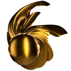 Golden metallic cloth with spheres fashionable dynamic abstract 3D rendering Elegant Modern graphic element material