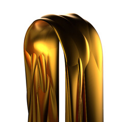 Golden Vertical hanging metal cloth Fashionable dynamic abstract 3D rendering Elegant Modern graphic element material