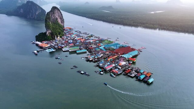 Aerial view of Panyee island in Phang Nga, Thailand.