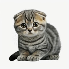 Fototapeta premium Adorable Baby Scottish Fold on White Background