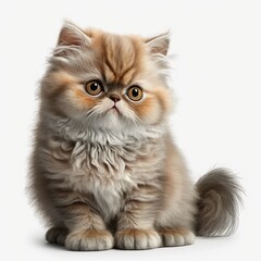 Adorable Baby Persian Cat on White Background