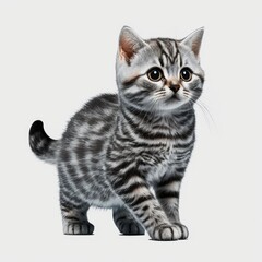 Cute Baby American Shorthair on White Background