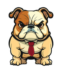 A cartoon dog with a red tie and a red tie