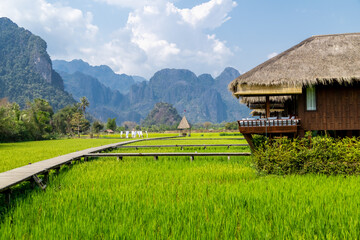 Vang Vieng , Laos. Southeast Asia.