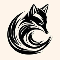 Fox vector for logo or icon, drawing Elegant minimalist style,abstract style Illustration