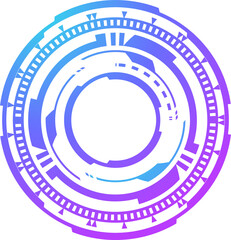 Naklejka premium HUD futuristic element. Abstract optical neon aim. Circle geometric shape for virtual interface and games. Camera viewfinder for sniper weapon.