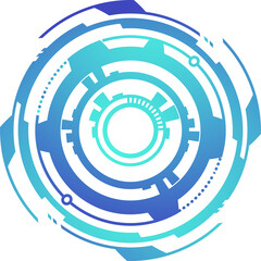 HUD futuristic element. Abstract optical neon aim. Circle geometric shape for virtual interface and games. Camera viewfinder for sniper weapon.