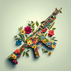 AK-47 made out of flowers. Generative AI