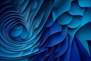 Abstract paper layers effect. Deep blue background. Layers of paper in different shades creating a textured effect