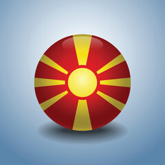 Obraz premium Macedonia flag. Round glossy. Isolated on color gradient background
