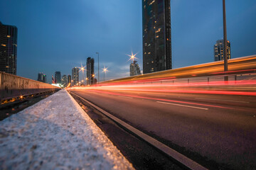 long exposure lights of traffic way