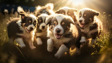 Puppies in a Field | Generative AI Image