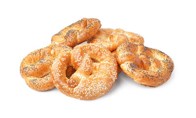 Tasty pretzels isolated on white background